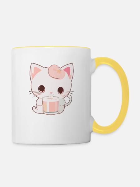 Chat - Mug contrasté - blanc/jaune
