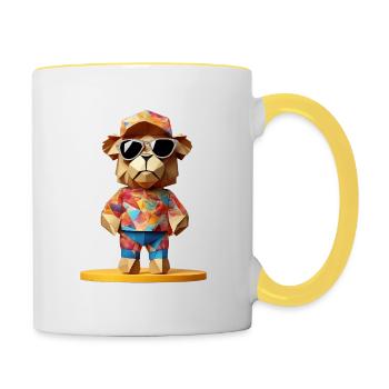 Kunterbunter Origami Teddy II - Tasse zweifarbig - Weiß/Gelb - Rechts