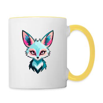 Desert Fox Fennec Drawing - Contrasting Mug - white/yellow - Right