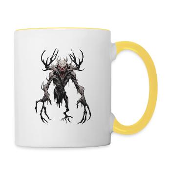 Wendigo / böser Geist / Besitzergreifend / Horror - Tasse zweifarbig - Weiß/Gelb - Rechts