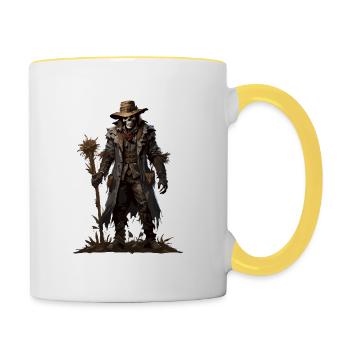 Vogelscheuche / Erntehelfer / Maisfeld / Feld - Tasse zweifarbig - Weiß/Gelb - Rechts