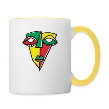 African Art - Mug contrasté - blanc/jaune - Droite
