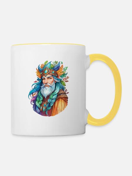 Druide Wasserfarben - Tasse zweifarbig - Weiß/Gelb