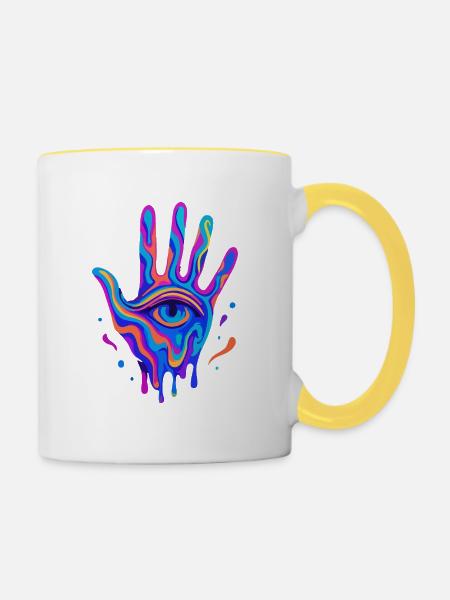 Mystik Hand - Tasse zweifarbig - Weiß/Gelb