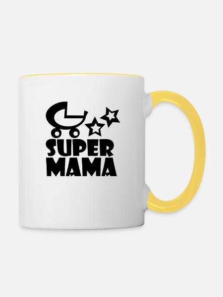 supermama - Tasse zweifarbig - Weiß/Gelb