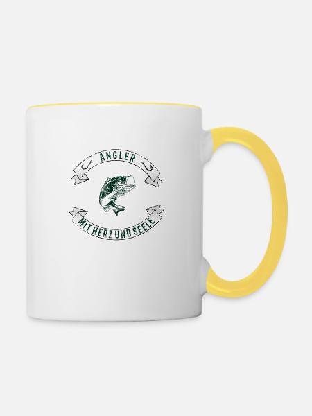 Angler - Tasse zweifarbig - Weiß/Gelb