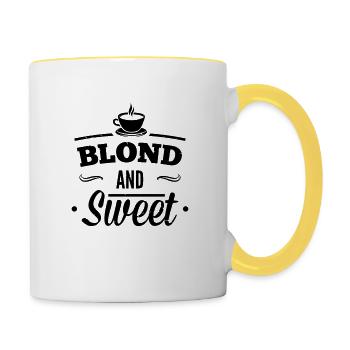 Blond et doux café 1 - Mug contrasté - blanc/jaune - Droite