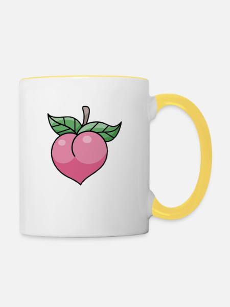 Pinker Pfirsich - Tasse zweifarbig - Weiß/Gelb