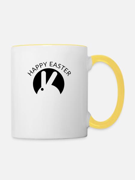 Happy Easter - Tasse zweifarbig - Weiß/Gelb