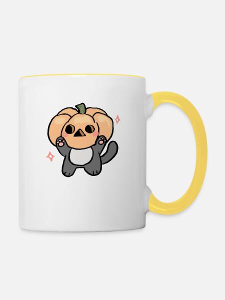 Pumpkitty! - Tasse zweifarbig - Weiß/Gelb
