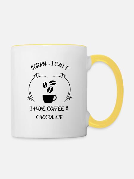 Kaffee Espresso Käffchen & Schokolade - Tasse zweifarbig - Weiß/Gelb