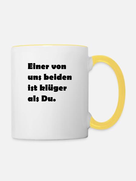 Lustiger Spruch - Tasse zweifarbig - Weiß/Gelb