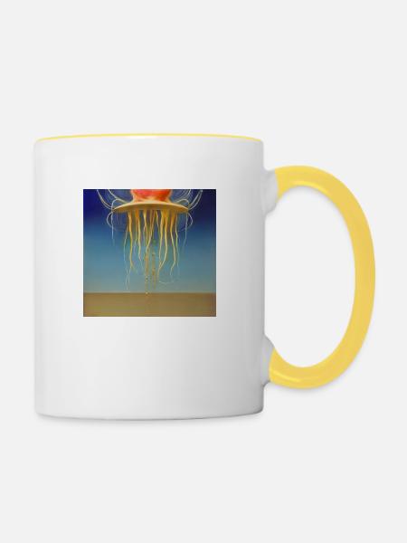 Oberflächenquallen - Tasse zweifarbig - Weiß/Gelb