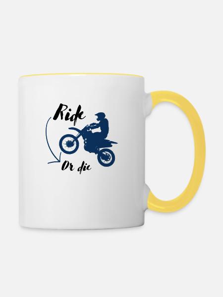 Ride or Die Merchandise - Tasse zweifarbig - Weiß/Gelb