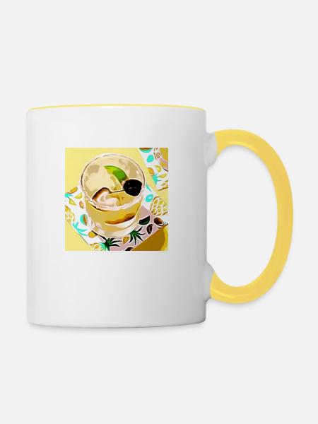 Comic Cocktail - Tasse zweifarbig - Weiß/Gelb