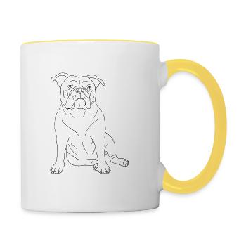 Old English Bulldog - Tasse zweifarbig - Weiß/Gelb - Rechts