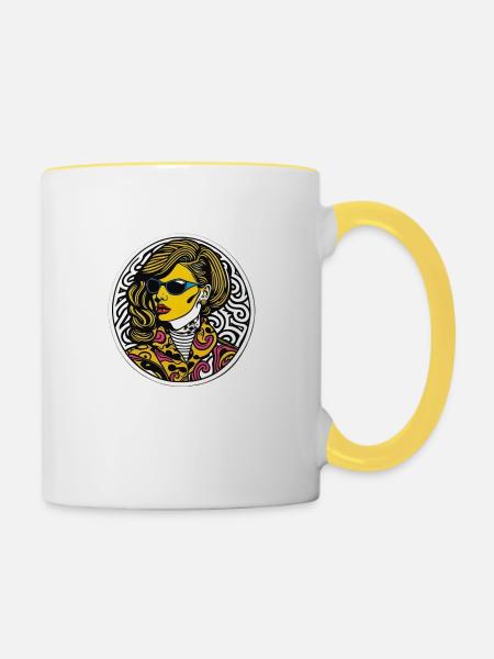 Sommer-Look - Tasse zweifarbig - Weiß/Gelb
