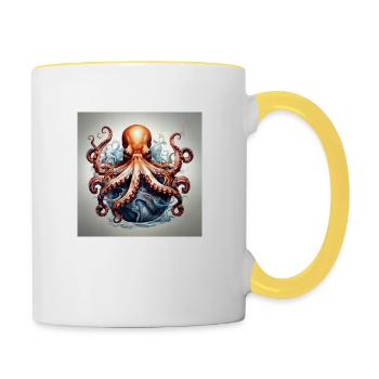 Pieuvre - Mug contrasté - blanc/jaune - Droite