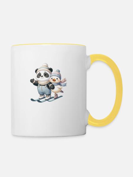 Panda - Tasse zweifarbig - Weiß/Gelb