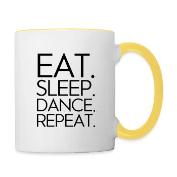 Eat Sleep Dance Repeat - Tasse zweifarbig - Weiß/Gelb - Rechts