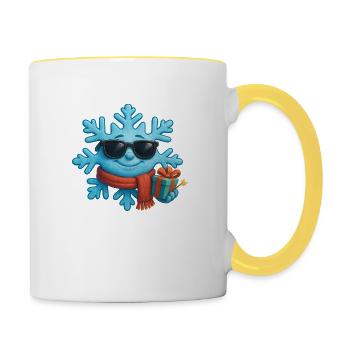 Coole Schneeflocke - Tasse zweifarbig - Weiß/Gelb - Rechts