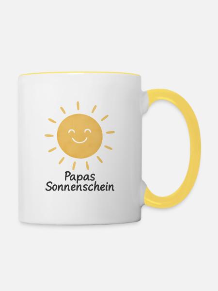 Fröhliche Sonnenschein - Tasse zweifarbig - Weiß/Gelb