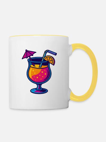 Tropischer Neon Cocktail - Tasse zweifarbig - Weiß/Gelb