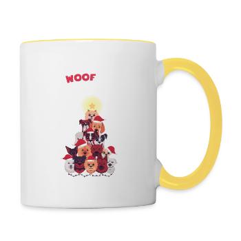 We Woof You A Merry Christmas - Christmas Dogs - Contrasting Mug - white/yellow - Right