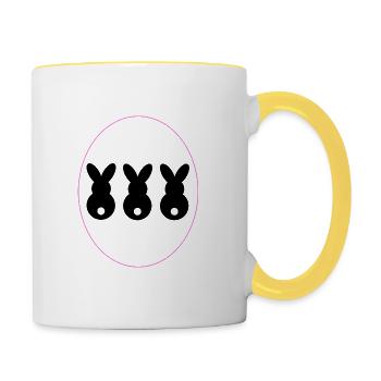 3 Lapin à l’ombre unie de l’œuf - Mug contrasté - blanc/jaune - Droite