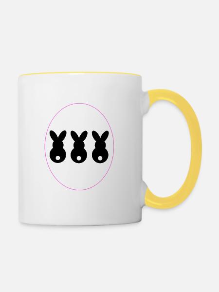 3 Lapin à l’ombre unie de l’œuf - Mug contrasté - blanc/jaune