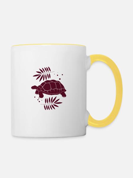 Schildkröte / Kriechtier - Reptilie - Tasse zweifarbig - Weiß/Gelb