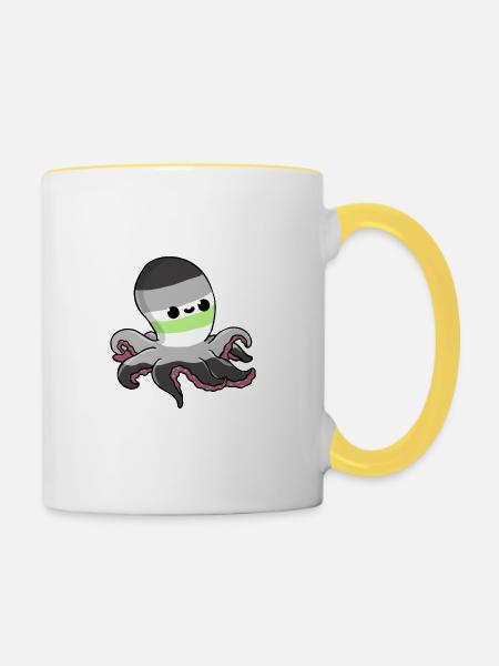 Agender Oktopus Agender Pride - Tasse zweifarbig - Weiß/Gelb