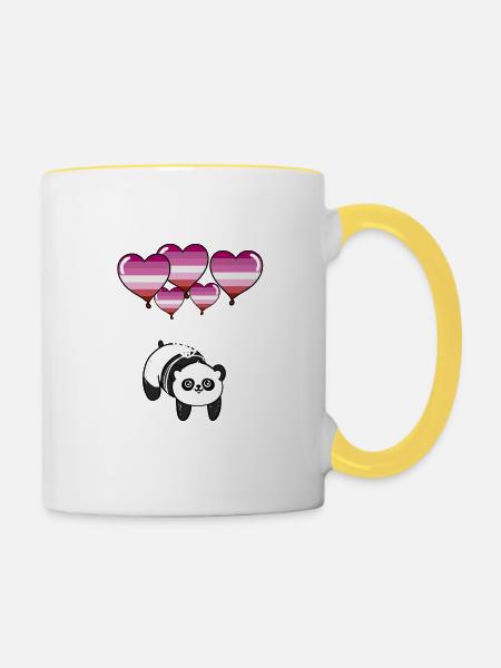 Panda Lesbian Pride - Tasse zweifarbig - Weiß/Gelb