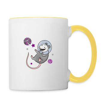 Asexuelles Opossum im Weltraum Ace Pride - Tasse zweifarbig - Weiß/Gelb - Rechts