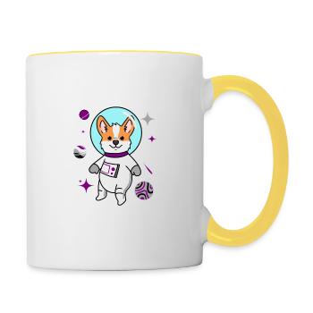 Asexuelles Corgi im Weltraum Ace Pride - Tasse zweifarbig - Weiß/Gelb - Rechts