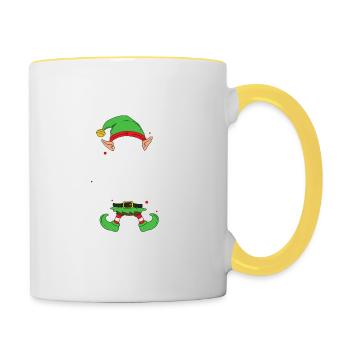 Le plus jeune groupe familial elfe correspondant à Noël - Mug contrasté - blanc/jaune - Droite