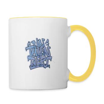 TalentiertGraffiti Design - Tasse zweifarbig - Weiß/Gelb - Rechts