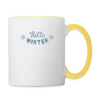 Hallo Winter - Winterliche Begrüßung - Tasse zweifarbig - Weiß/Gelb - Rechts