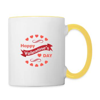 Joyeuse Saint Valentin ... Joyeuse Saint Valentin - Mug contrasté - blanc/jaune - Droite