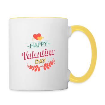 Happy Valentines Day ... Happy Valentines Day - Contrasting Mug - white/yellow - Right