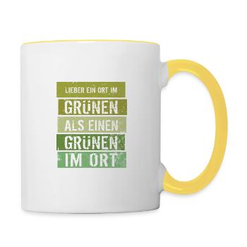 Lieber ein Ort im Grünen - Grüne nein Danke! - Tasse zweifarbig - Weiß/Gelb - Rechts