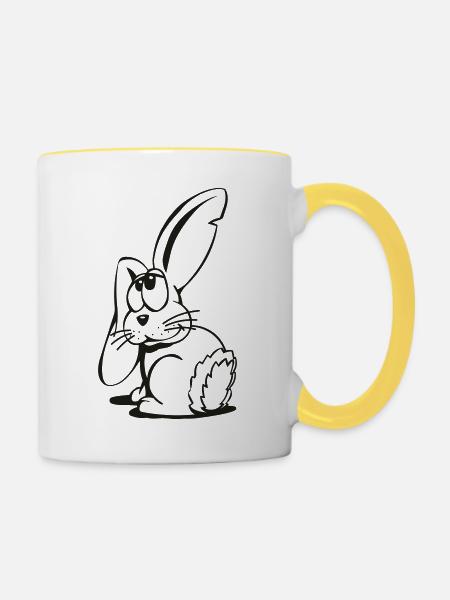 Hase - Tasse zweifarbig - Weiß/Gelb