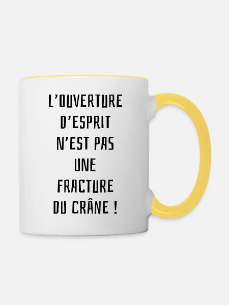 Öffnen Sie Ihren Verstand! - Tasse zweifarbig - Weiß/Gelb