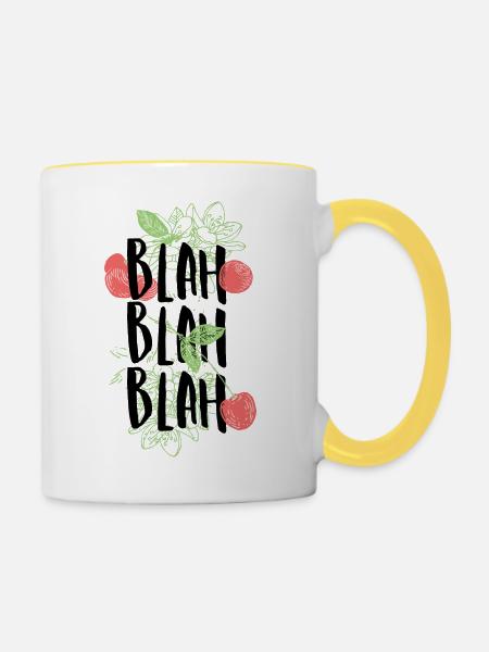 Bla, bla, bla - Tasse zweifarbig - Weiß/Gelb