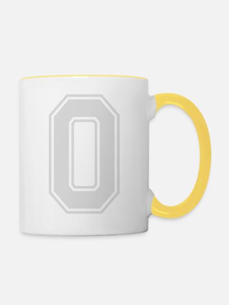 Buchstabe O - Tasse zweifarbig - Weiß/Gelb
