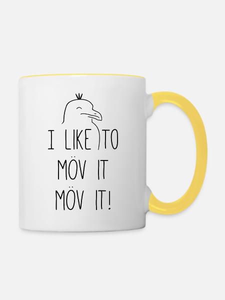 I like to möv it! - Tasse zweifarbig - Weiß/Gelb