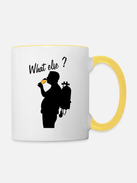 Tauchen und Bier! Was sonst? - Tasse zweifarbig - Weiß/Gelb