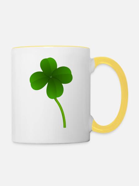 Kleeblatt - Tasse zweifarbig - Weiß/Gelb