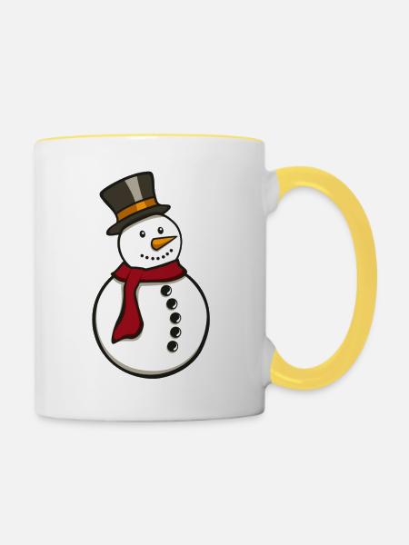 snowman - Tasse zweifarbig - Weiß/Gelb