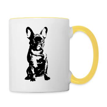 French Bully - Tasse zweifarbig - Weiß/Gelb - Rechts